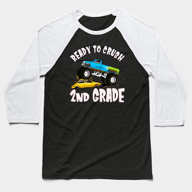 Monster Truck 2nd Grade School Kids Gifts Baseball T-Shirt by Foxxy Merch